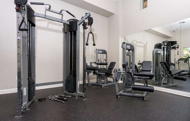 a gym with exercise equipment