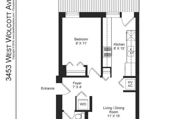 1 bed, 1 bath, 553 sqft, $2,175, Unit 3453-3
