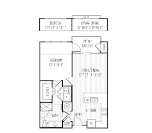 1 bed, 1 bath, 731 sqft, $1,664