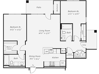 2 beds, 2 baths, 1,093 sqft, $3,347