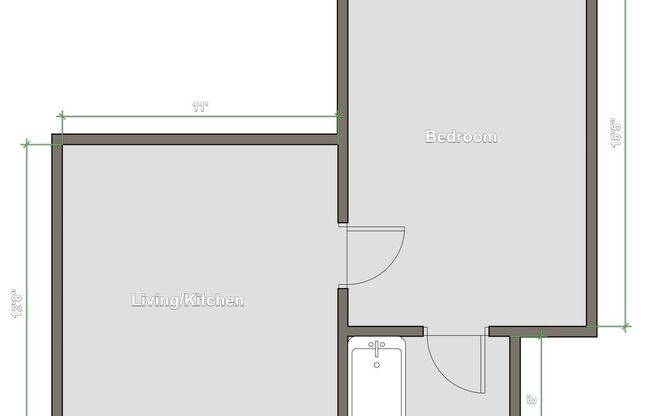 1 bed, 1 bath, 375 sqft, $850, Unit 23