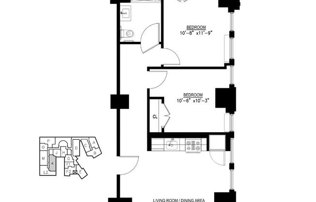 2 beds, 1 bath, $6,200, Unit 4K