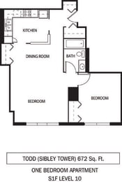 1 bed, 1 bath, 672 sqft, $1,488