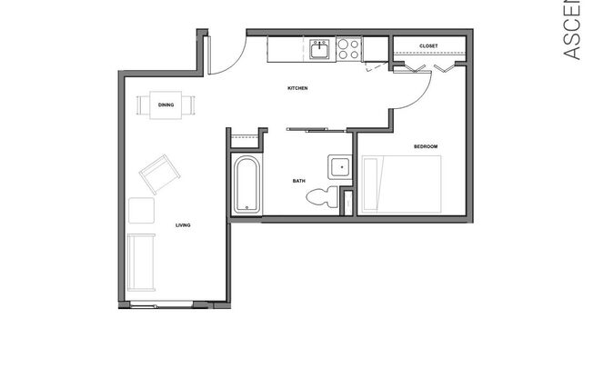 1 bed, 1 bath, 461 sqft, $1,345, Unit 409