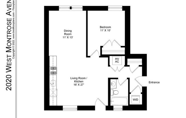 1 bed, 1 bath, 630 sqft, $2,595, Unit 2020-3D