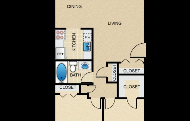2 beds, 1 bath, 860 sqft, $1,154
