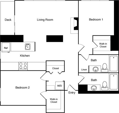 2 beds, 2 baths, 1,065 sqft, $4,148, Unit 17G