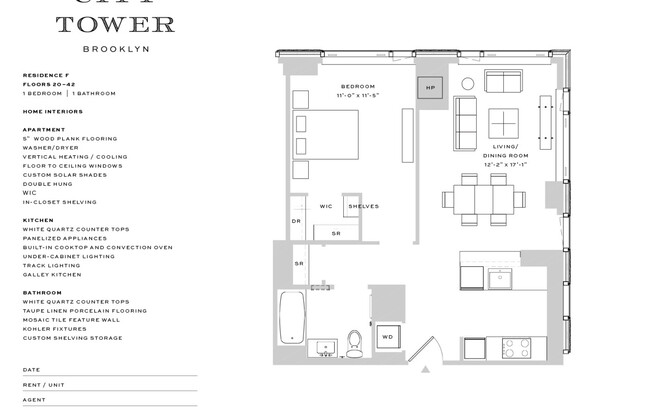 1 bed, 1 bath, $4,525, Unit 32F