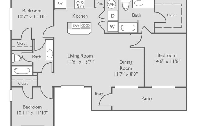 3 beds, 2 baths, 1,217 sqft, $1,745
