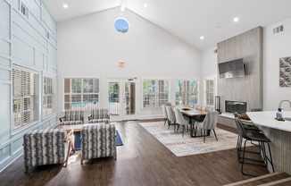 Clubhouse with ample seating and a TV