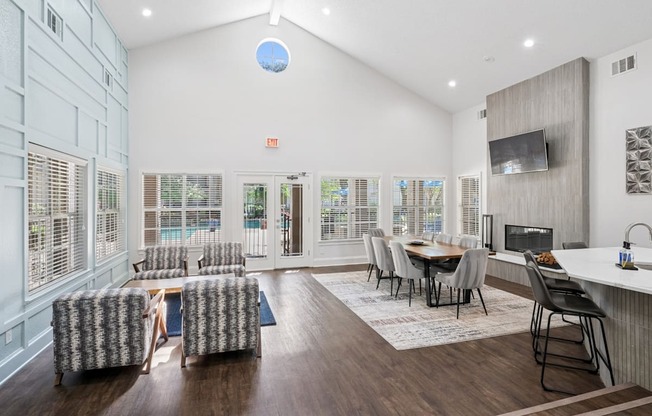 Clubhouse with ample seating and a TV