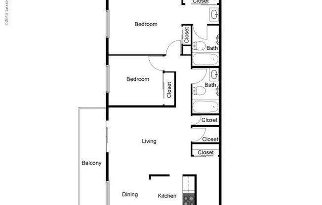2 beds, 2 baths, 1,100 sqft, $1,390