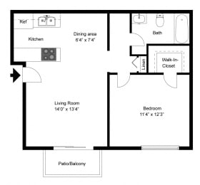 1 bed, 1 bath, 617 sqft, $1,377