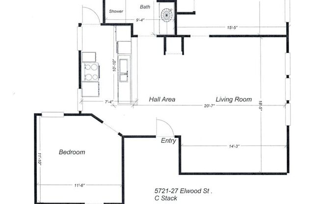 2 beds, 1 bath, 1,050 sqft, $2,350, Unit 5721 Elwood St. #C2