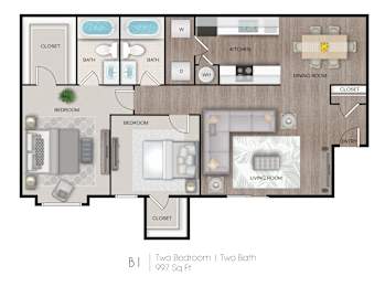 2 beds, 2 baths, 943 sqft, $1,104