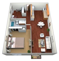 1 Bedroom 1 Bath Floor Plan View at Covington Place Apartments, St Cloud, MN