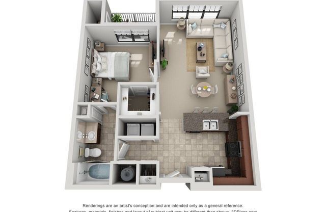 1 bed, 1 bath, 842 sqft, $1,668