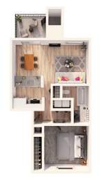 1 bed, 1 bath, 688 sqft, $1,611