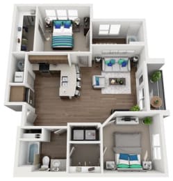 2 beds, 2 baths, 1,107 sqft, $2,409