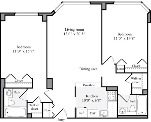 2 beds, 2 baths, 972 sqft, $7,126, Unit 09T