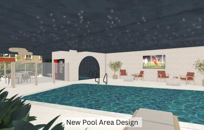 a new pool area design for a pool house