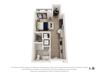 Studio, 1 bath, 482 sqft, $2,033