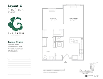 1 bed, 1 bath, 738 sqft, $2,480