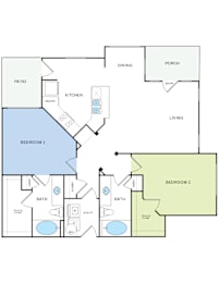 2 beds, 2 baths, 1,187 sqft, $1,550