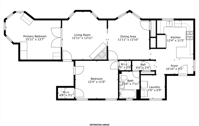 2 beds, 1 bath, 976 sqft, $2,600, Unit 1