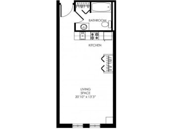 Studio, 1 bath, 394 sqft, $910