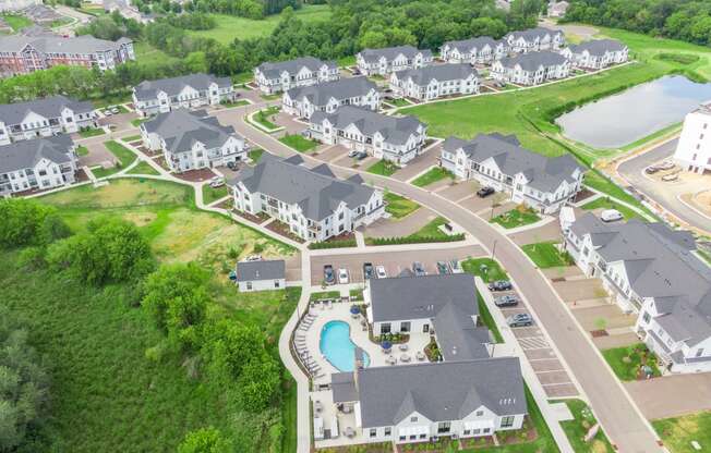 Aerial View Of Sundance Woodbury Clubhouse With Pool