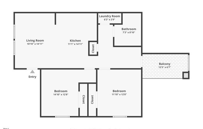 2 beds, 1 bath, 871 sqft, $1,750, Unit 404