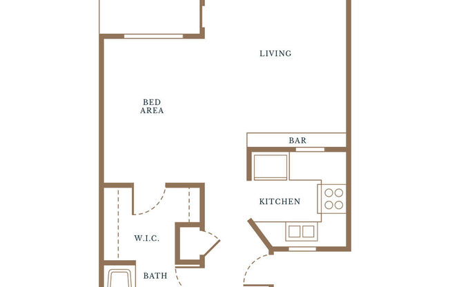 Studio, 1 bath, 630 sqft, $1,945