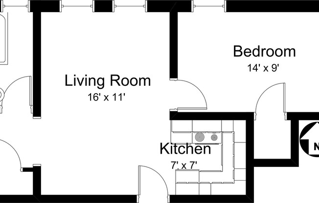 1 bed, 1 bath, 520 sqft, $2,400, Unit 408