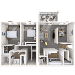 2 beds, 1 bath, 1,150 sqft, $1,543