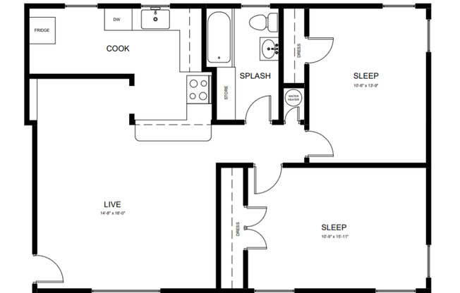 2 beds, 1 bath, $1,550, Unit G