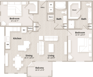 2 beds, 2 baths, 1,271 sqft, $1,798