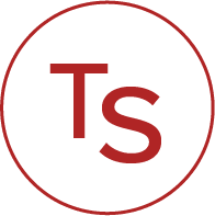a red and white circle with the letter tss in it