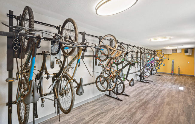 our apartments have a bike room with a selection of bikes