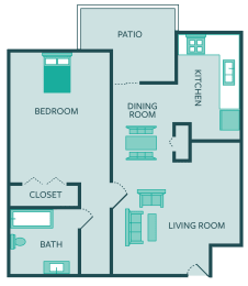 1 bed, 1 bath, 724 sqft, $995