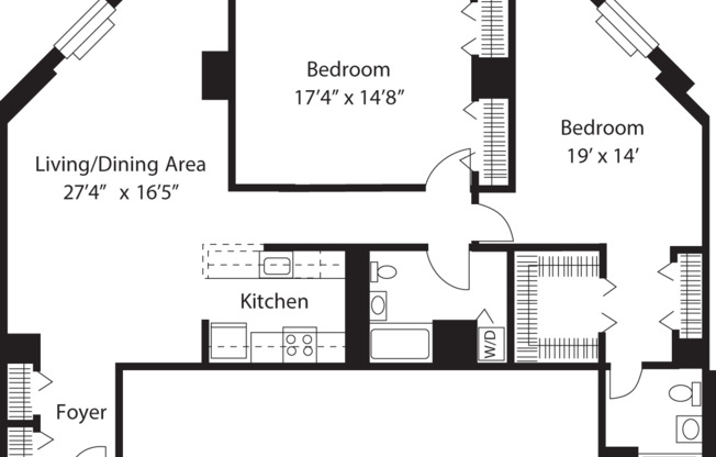 2 beds, 2 baths, 1,470 sqft, $4,618, Unit 2010