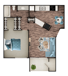 1 bed, 1 bath, 620 sqft, $1,019