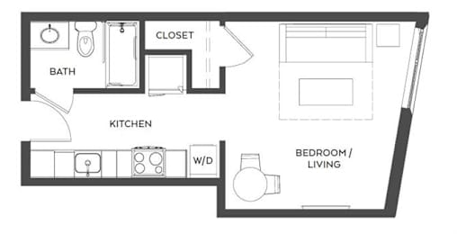 Studio, 1 bath, 349 sqft, $1,316