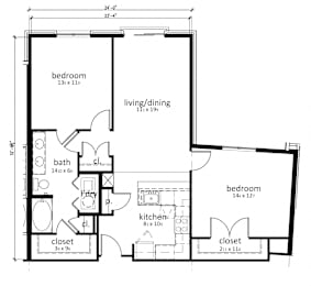 2 beds, 1 bath, 1,047 sqft, $1,659