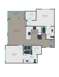 2 beds, 2 baths, 1,089 sqft, $1,828