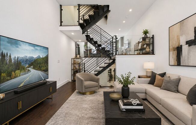 Rare 2-Car Gated Parking, Garage, Private Deck & Roof Deck with Skyline Views