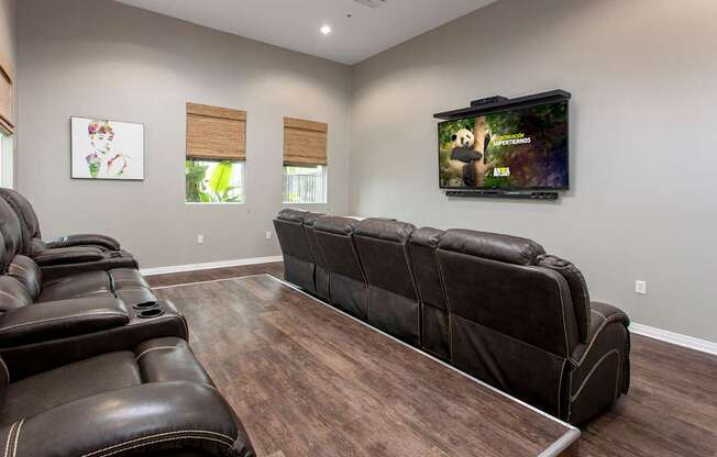 Movie Theater at 55+ FountainGlen Terra Vista, Rancho Cucamonga, CA