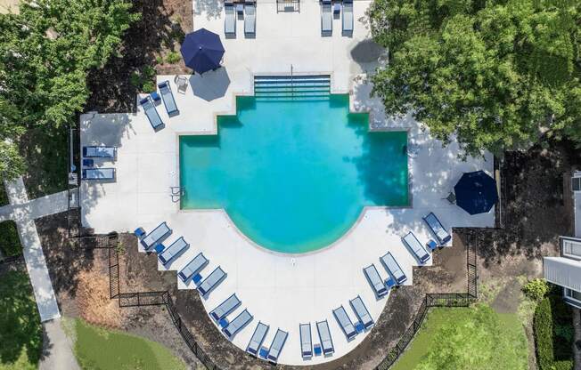 Aerial View of Pool at Sawmill Village Apartments