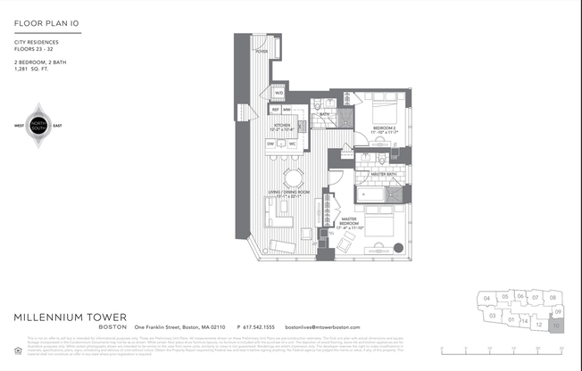 2 beds, 2 baths, 1,281 sqft, $9,000, Unit 3110