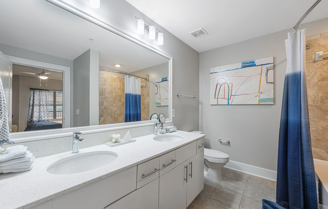 Furnished bathroom in model apartment